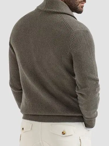 Brunello Cucinelli Men's Malfilé Cotton English Rib Cardigan - Military - Size 48 | Thumbnail 3