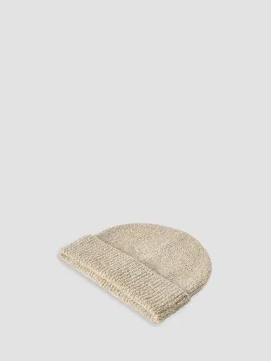 Brunello Cucinelli Men's Virgin Wool, Silk and Cashmere Ribbed Beanie - Sand | Thumbnail 2 Brunello Cucinelli Men's Virgin Wool, Silk and Cashmere Ribbed Beanie - Sand | Thumbnail 2
