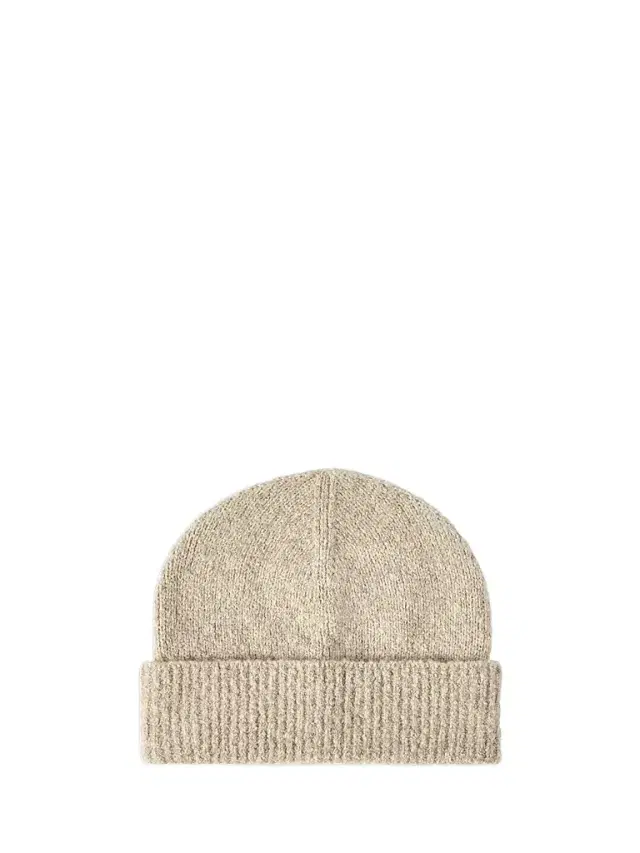 Men's Virgin Wool, Silk and Cashmere Ribbed Beanie - Sand Men's Virgin Wool, Silk and Cashmere Ribbed Beanie - Sand
