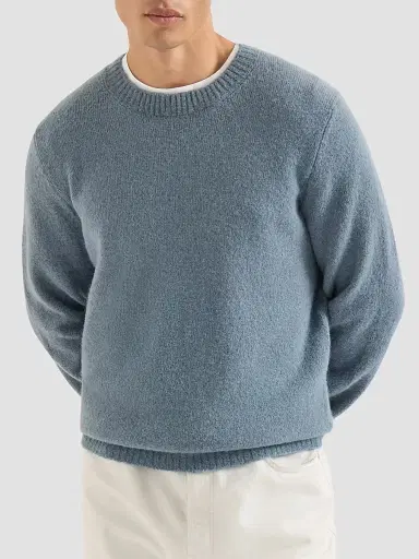 Brunello Cucinelli Men's Alpaca, Cashmere and Wool Sweater - Cerulean - Size 30 | Thumbnail 2