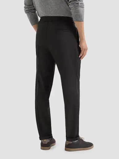 Brunello Cucinelli Men's Virgin Wool Flannel Trousers with Drawstring and Double Pleats - Black - Size 46 | Thumbnail 3 Brunello Cucinelli Men's Virgin Wool Flannel Trousers with Drawstring and Double Pleats - Black - Size 46 | Thumbnail 3