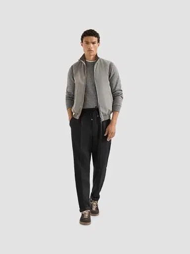 Brunello Cucinelli Men's Virgin Wool Flannel Trousers with Drawstring and Double Pleats - Black - Size 46 | Thumbnail 6 Brunello Cucinelli Men's Virgin Wool Flannel Trousers with Drawstring and Double Pleats - Black - Size 46 | Thumbnail 6