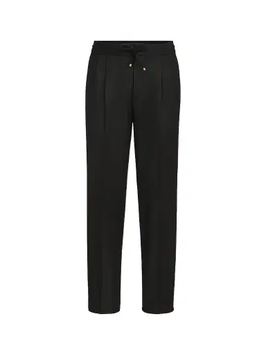 Brunello Cucinelli Men's Virgin Wool Flannel Trousers with Drawstring and Double Pleats - Black - Size 46 | Thumbnail 1 Brunello Cucinelli Men's Virgin Wool Flannel Trousers with Drawstring and Double Pleats - Black - Size 46 | Thumbnail 1