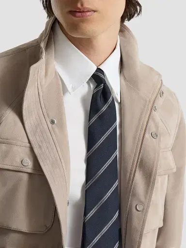Brunello Cucinelli Men's Striped Silk Tie | Thumbnail 3 Brunello Cucinelli Men's Striped Silk Tie | Thumbnail 3