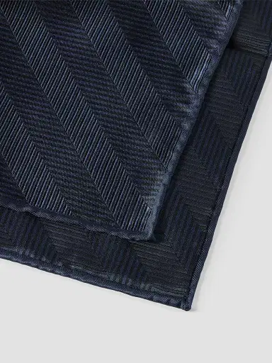 Brunello Cucinelli Men's Silk Chevron Pocket Square - Blue | Thumbnail 2 Brunello Cucinelli Men's Silk Chevron Pocket Square - Blue | Thumbnail 2