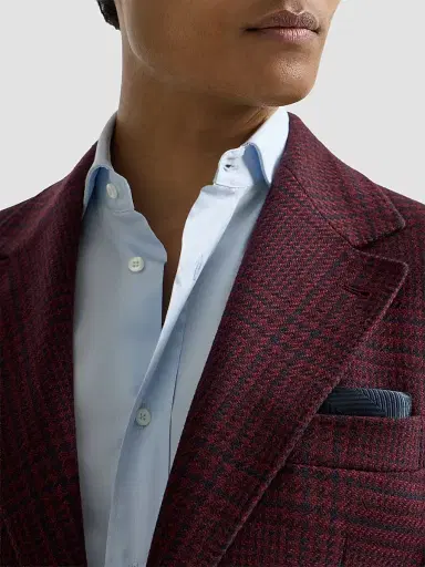 Brunello Cucinelli Men's Silk Chevron Pocket Square - Blue | Thumbnail 3 Brunello Cucinelli Men's Silk Chevron Pocket Square - Blue | Thumbnail 3