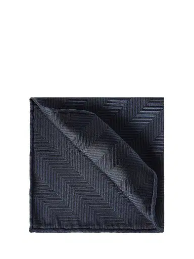 Brunello Cucinelli Men's Silk Chevron Pocket Square - Blue | Thumbnail 1 Brunello Cucinelli Men's Silk Chevron Pocket Square - Blue | Thumbnail 1