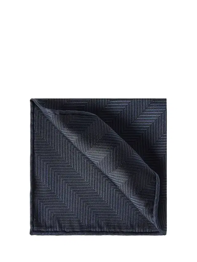 Men's Silk Chevron Pocket Square - Blue