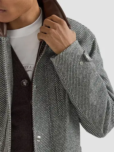 Brunello Cucinelli Men's Cashmere and Silk Diagonal Field Jacket | Thumbnail 5 Brunello Cucinelli Men's Cashmere and Silk Diagonal Field Jacket | Thumbnail 5