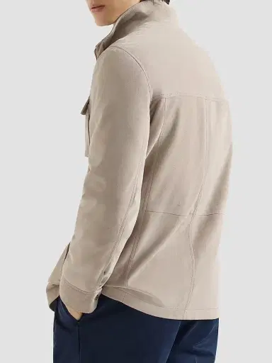 Brunello Cucinelli Men's Suede Unlined Safari Jacket - Beige - Size XXXXL | Thumbnail 3