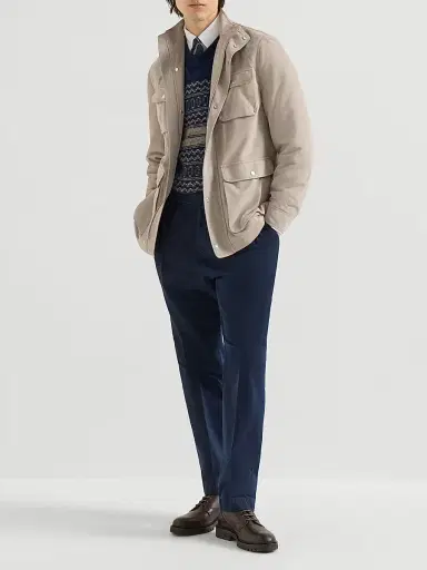 Brunello Cucinelli Men's Suede Unlined Safari Jacket - Beige - Size XXXXL | Thumbnail 6