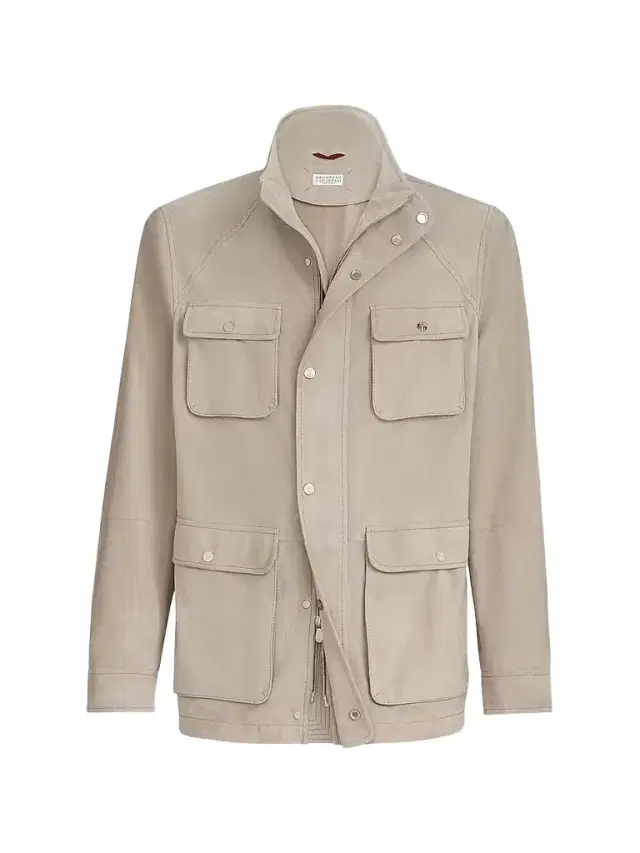 Men's Suede Unlined Safari Jacket - Beige
