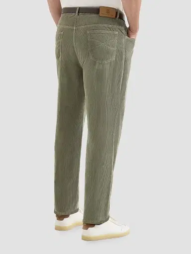 Brunello Cucinelli Men's Garment-Dyed Five-Pocket Trousers in Cotton Narrow Wale Corduroy | Thumbnail 3