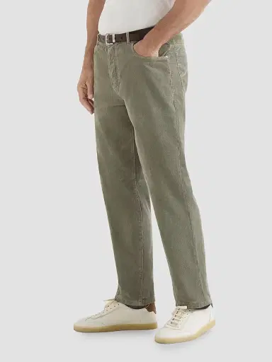 Brunello Cucinelli Men's Garment-Dyed Five-Pocket Trousers in Cotton Narrow Wale Corduroy | Thumbnail 4