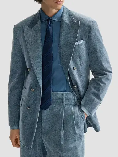 Brunello Cucinelli Men's Denim-Effect Cotton Velvet One-and-a-Half Breasted Tailor Blazer - Cerulean | Thumbnail 5 Brunello Cucinelli Men's Denim-Effect Cotton Velvet One-and-a-Half Breasted Tailor Blazer - Cerulean | Thumbnail 5