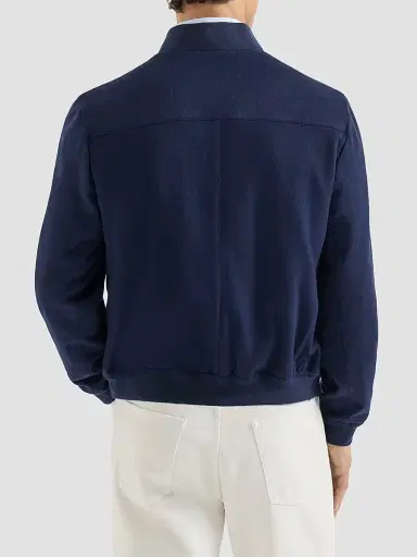 Brunello Cucinelli Men's Lightweight Cashmere Flannel Bomber Jacket - Blue - Size 48 | Thumbnail 3 Brunello Cucinelli Men's Lightweight Cashmere Flannel Bomber Jacket - Blue - Size 48 | Thumbnail 3