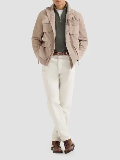 Brunello Cucinelli Men's Cashmere Sweater with Half Zip - Green - Size 52 | Thumbnail 6