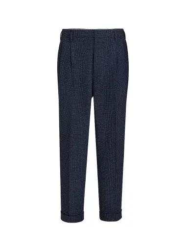 Brunello Cucinelli Men's Comfort Wool and Cashmere Prince of Wales Flannel Trousers - Blue - Size 46 | Thumbnail 1
