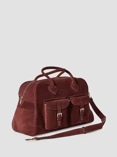 Brunello Cucinelli Men's Suede Weekender Bag | Thumbnail 4
