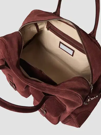 Brunello Cucinelli Men's Suede Weekender Bag | Thumbnail 5