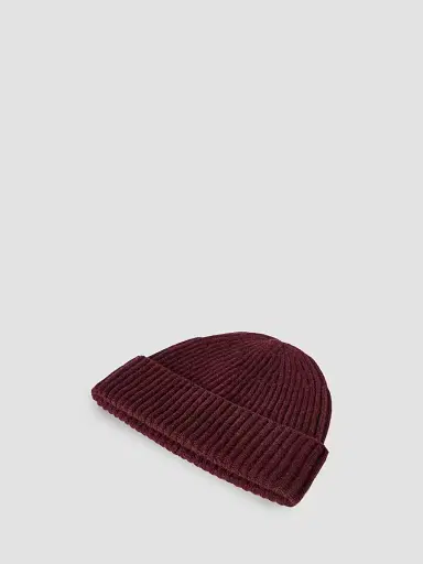 Brunello Cucinelli Men's Cashmere English Rib Double Knit Beanie - Burgundy - Size XXL | Thumbnail 2 Brunello Cucinelli Men's Cashmere English Rib Double Knit Beanie - Burgundy - Size XXL | Thumbnail 2