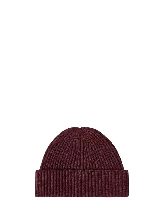 Men's Cashmere English Rib Double Knit Beanie - Burgundy