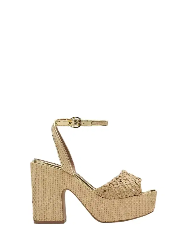 Pollini Women's 0MM Raffia Platform Sandals - Beige