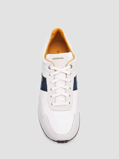 Magnanni Men's Sentro Leather Low-Top Sneakers - White Navy | Thumbnail 4 Magnanni Men's Sentro Leather Low-Top Sneakers - White Navy | Thumbnail 4