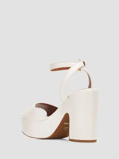 Pollini Women's 110MM Patent Leather Platform Sandals - Ivory - Size 11 | Thumbnail 4 Pollini Women's 110MM Patent Leather Platform Sandals - Ivory - Size 11 | Thumbnail 4