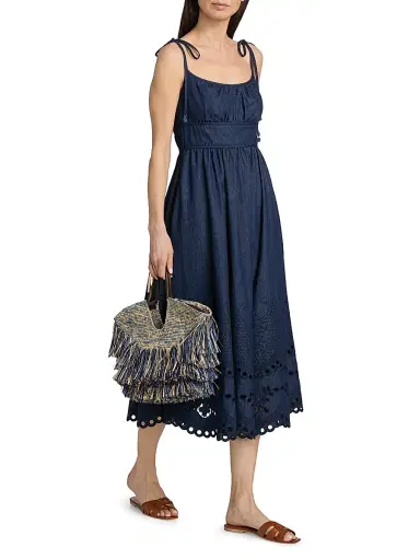 Zimmermann Women's Mahon Broderie Denim Midi-Dress - Ink - Size 8 | Thumbnail 2