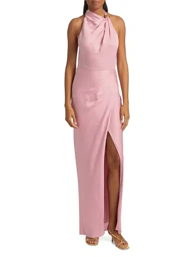 NICHOLAS Women's Galilea Embellished Draped Halter Gown - Rose | Thumbnail 3