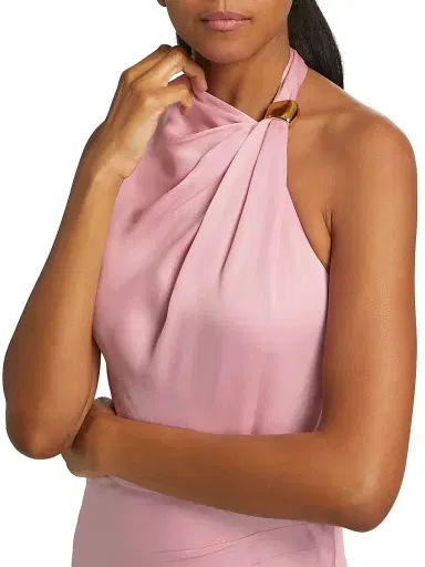 NICHOLAS Women's Galilea Embellished Draped Halter Gown - Rose | Thumbnail 6