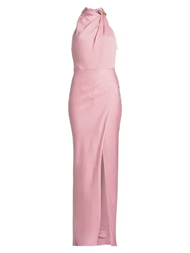 NICHOLAS Women's Galilea Embellished Draped Halter Gown - Rose | Thumbnail 1