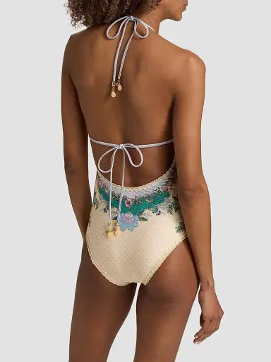 Zimmermann Women's Indra Crochet Detail One-Piece Swimsuit - Cream Scarf Floral - Size 8 | Thumbnail 4 Zimmermann Women's Indra Crochet Detail One-Piece Swimsuit - Cream Scarf Floral - Size 8 | Thumbnail 4