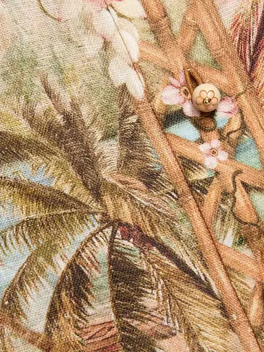 Zimmermann Women's Mahon Island Print Linen Shirt - Island Map Blue - Size 10 | Thumbnail 7