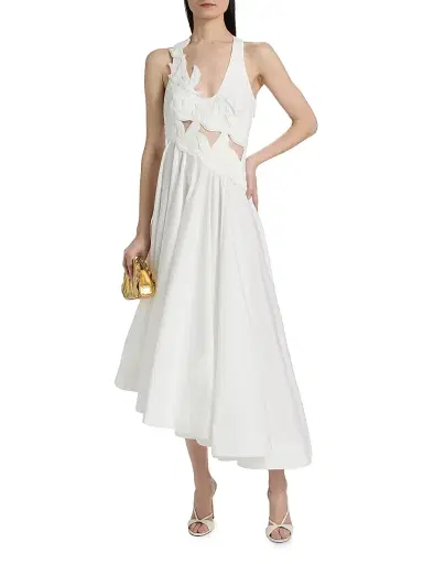 Zimmermann Women's Luna Appliqué Asymmetric Midi-Dress - | Thumbnail 2 Zimmermann Women's Luna Appliqué Asymmetric Midi-Dress - | Thumbnail 2