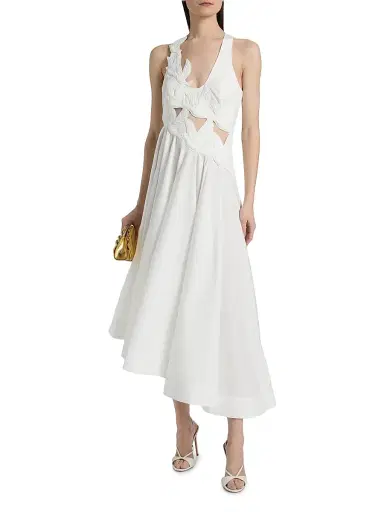 Zimmermann Women's Luna Appliqué Asymmetric Midi-Dress - | Thumbnail 3 Zimmermann Women's Luna Appliqué Asymmetric Midi-Dress - | Thumbnail 3