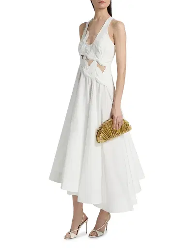 Zimmermann Women's Luna Appliqué Asymmetric Midi-Dress - | Thumbnail 4 Zimmermann Women's Luna Appliqué Asymmetric Midi-Dress - | Thumbnail 4