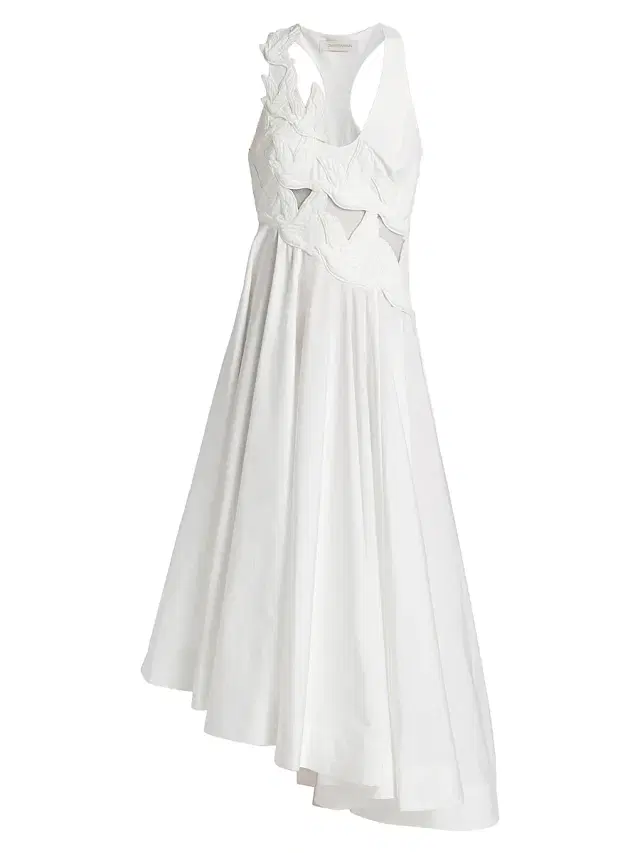 Zimmermann Women's Luna Appliqué Asymmetric Midi-Dress -