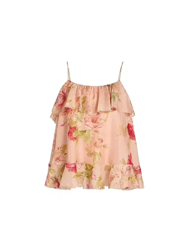 Zimmermann Women's Roselight Printed Silk Cami Top - Pink Rose Floral
