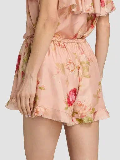 Zimmermann Women's Roselight Floral Silk Frill Shorts - Pink Rose Floral - Size 10 | Thumbnail 5