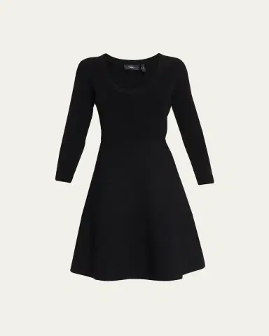 Theory Scoop-Neck Compact-Knit Flare Mini Dress | Thumbnail 5 Theory Scoop-Neck Compact-Knit Flare Mini Dress | Thumbnail 5