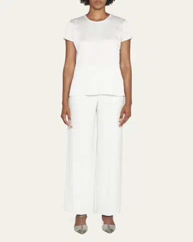 Giorgio Armani Crewneck Short-Sleeve Silk T-Shirt | Thumbnail 2 Giorgio Armani Crewneck Short-Sleeve Silk T-Shirt | Thumbnail 2