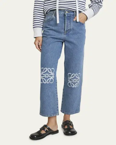Loewe Cropped Jeans with Anagram Knee Detail | Thumbnail 4