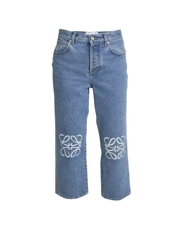 Cropped Jeans with Anagram Knee Detail Cropped Jeans with Anagram Knee Detail
