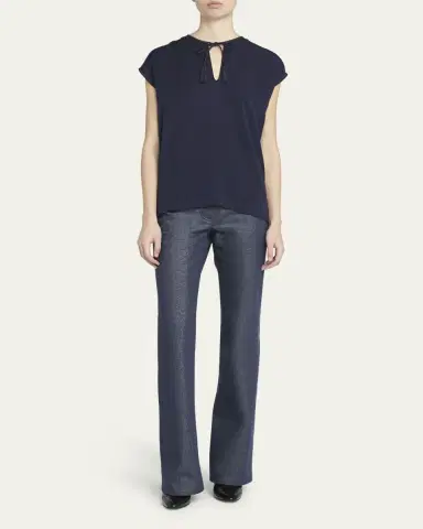 Giorgio Armani Silk Georgette Blouse with Fringe Tie Neck Detail | Thumbnail 2 Giorgio Armani Silk Georgette Blouse with Fringe Tie Neck Detail | Thumbnail 2