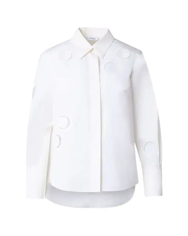 Cotton Poplin Blouse with Dot Cut Outs