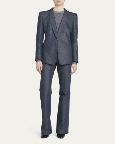 Giorgio Armani Single-Button Denim Blazer Jacket | Thumbnail 2 Giorgio Armani Single-Button Denim Blazer Jacket | Thumbnail 2