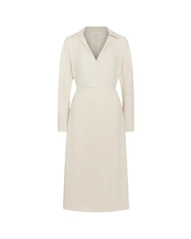 Shaped Collar Dolman-Sleeve Midi Dress