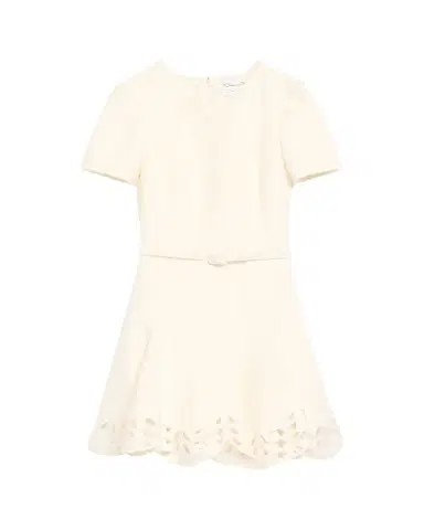 Oscar de la Renta Short-Sleeve Cutout-Hem Tweed Mini Dress With Belt | Thumbnail 1 Oscar de la Renta Short-Sleeve Cutout-Hem Tweed Mini Dress With Belt | Thumbnail 1